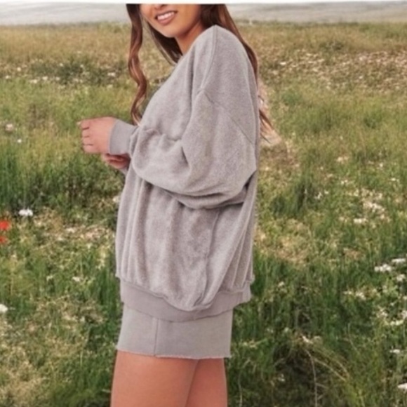 NWT Free People Kelly Sweatshirt in Graphite ~ size Small - Picture 14 of 14